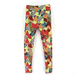 LuLaRoe Ankle Leggings Womens One Size Multicolor Patchwork Polyester Blend SOFT